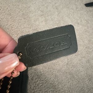 Coach Dark Leather Tag with Chain